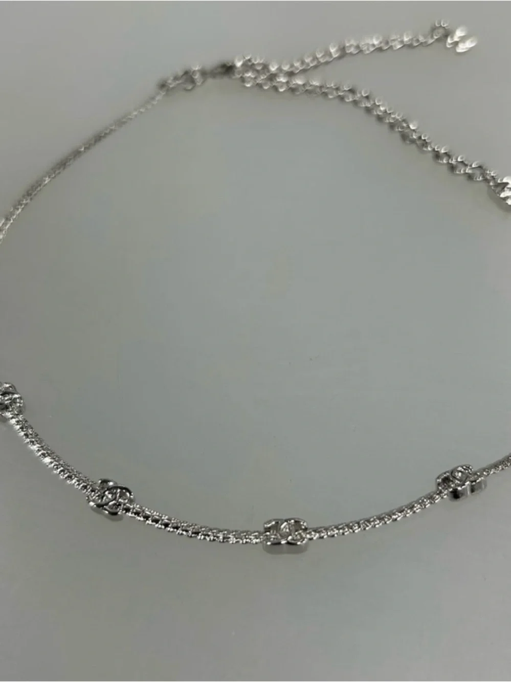 Silver Chanel CC Choker Necklace